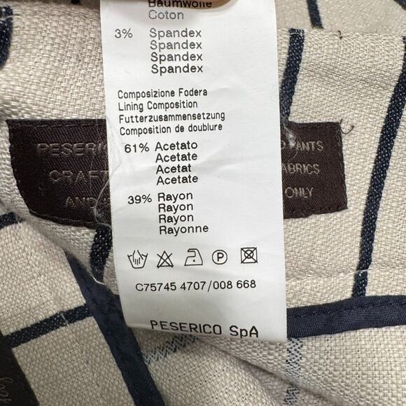 Peserico Pants Women EU38 Ivory Brown Pinstriped Cotton Trouser Leg High Rise - Picture 16 of 16